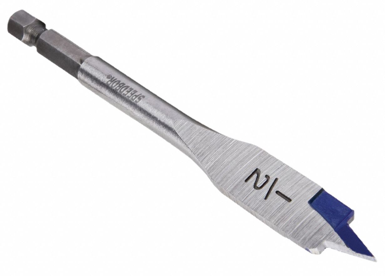 IRWIN, 1/2 in Drill Bit Size, 1/4 in Shank Dia, Spade Drill Bit