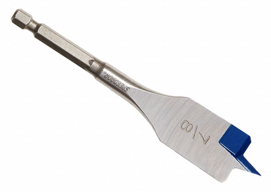 Spade Drill Bit: 7/8 in Drill Bit Size, 1/4 in Shank Dia, 4 3/4 in Overall Lg, Carbon Steel