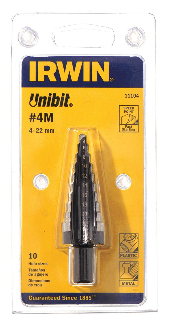 Irwin 10 Hole Sizes 4 Mm To 22 Mm Step Drill Bit 21y39711104