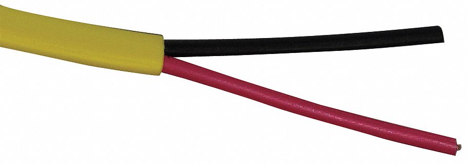 Fire Alarm Cable: 1, 000 ft Cable Lg, Plenum, Plenum, PVC, PVC, Yellow, PVC, 2 Conductors