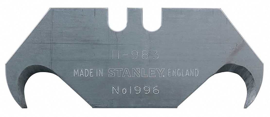 Utility Blade: 1 7/8 in Blade Lg, 3/4 in Blade Wd, 0.024 in Blade Thick, Steel, 50 PK