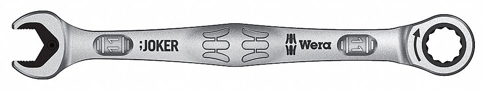 COMBINATION WRENCH, ALLOY STEEL, NICKEL CHROME, 11 MM HEAD SIZE, 6½ IN OVERALL L, REVERSING
