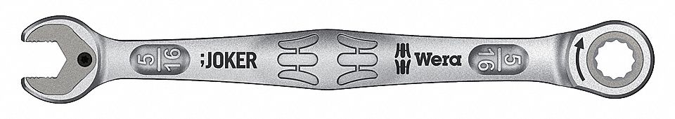 COMBINATION WRENCH, ALLOY STEEL, NICKEL CHROME, 5/16 IN HEAD SIZE, 5 5/8 IN OVERALL L