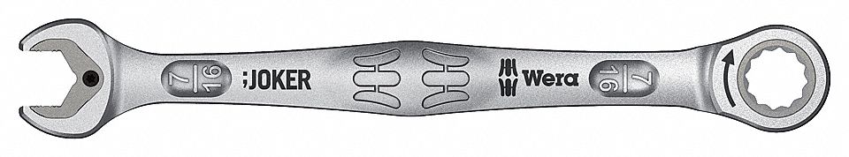 COMBINATION WRENCH, ALLOY STEEL, NICKEL CHROME, 7/16 IN HEAD SIZE, 6 1/2 IN OVERALL L