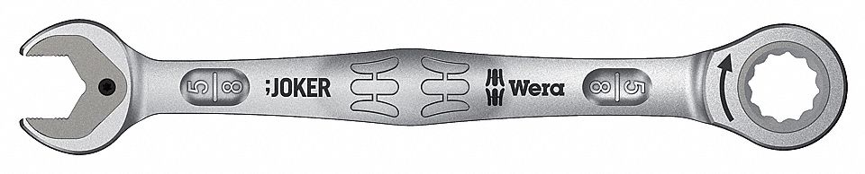 COMBINATION WRENCH, ALLOY STEEL, NICKEL CHROME, 5/8 IN HEAD SIZE, 8 1/4 IN OVERALL L