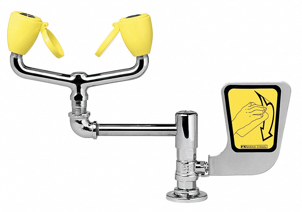 Eyewash, Tabletop, Chrome, Swing Actv Hndl