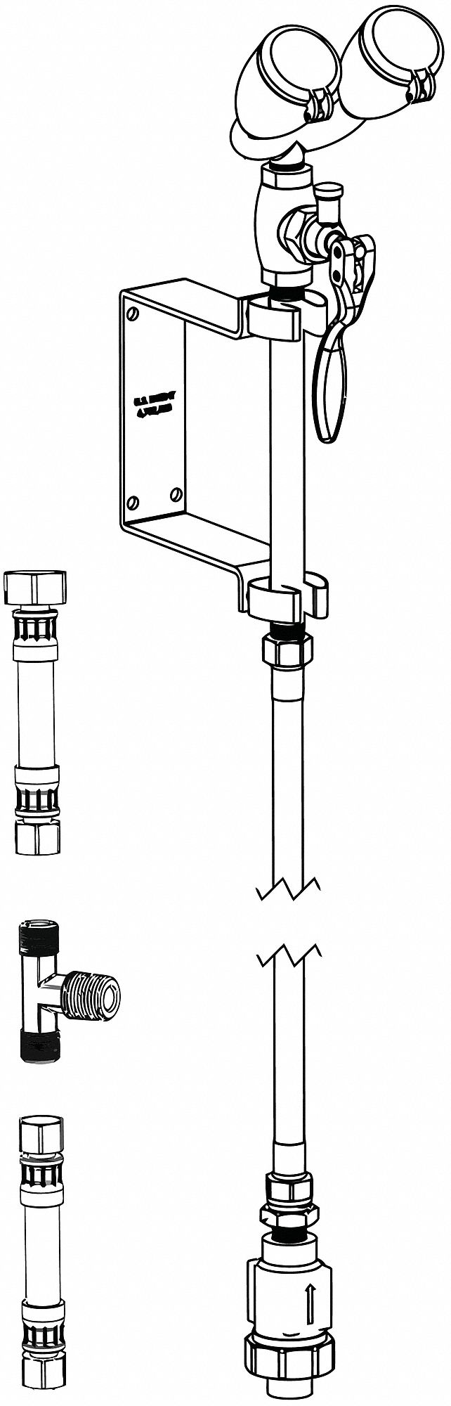 Dual Head Drench Hose, Wall, 6 ft.