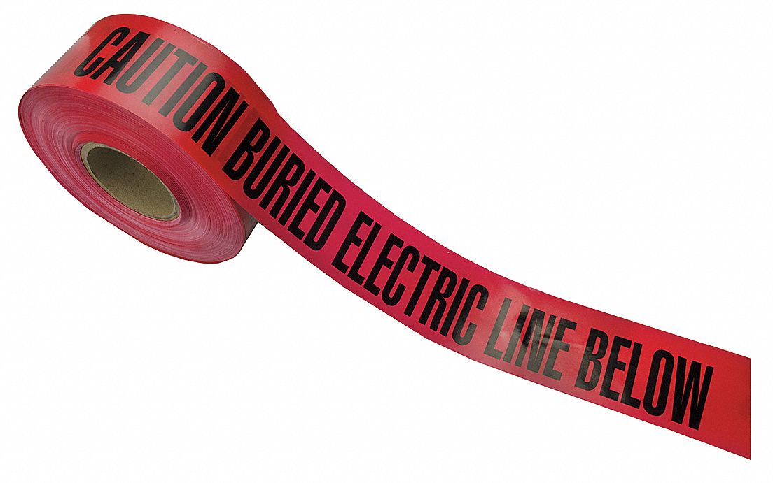 GRAINGER APPROVED Non Detected Tape, Red, 3 in x 1000 ft, Caution