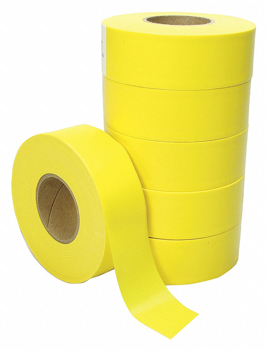 GRAINGER APPROVED Flagging Tape, Yellow, 1 3/16 in x 300 ft 21YH58