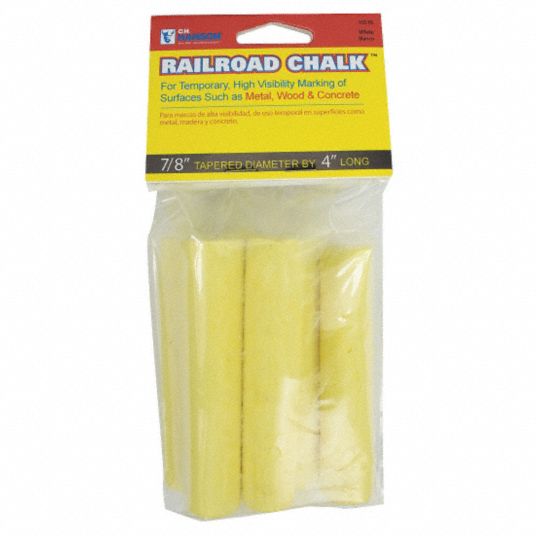 GRAINGER APPROVED Railroad Chalk, White, Tapered, 4 In, PK6 21YH65