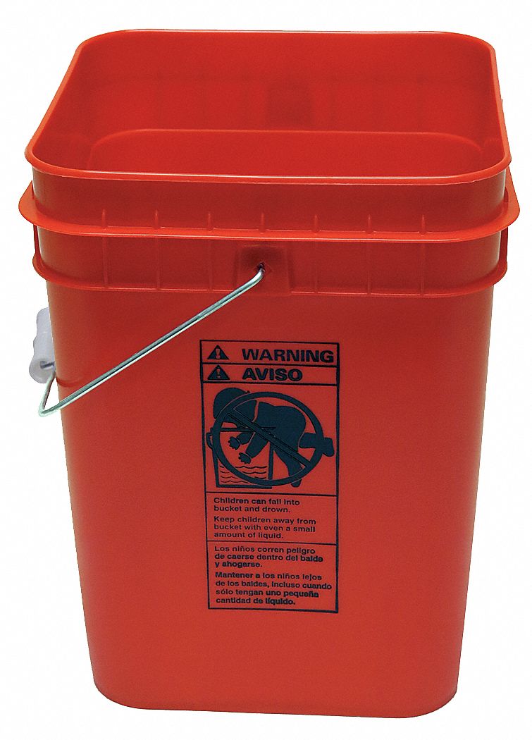 GRAINGER APPROVED 4 gal Polyethylene Square Pail, Red 21YK49SQ2140R
