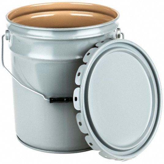 GRAINGER APPROVED Pail: 5 gal, Open Head, Steel, 11 1/4 in, 13 3/8 in ...