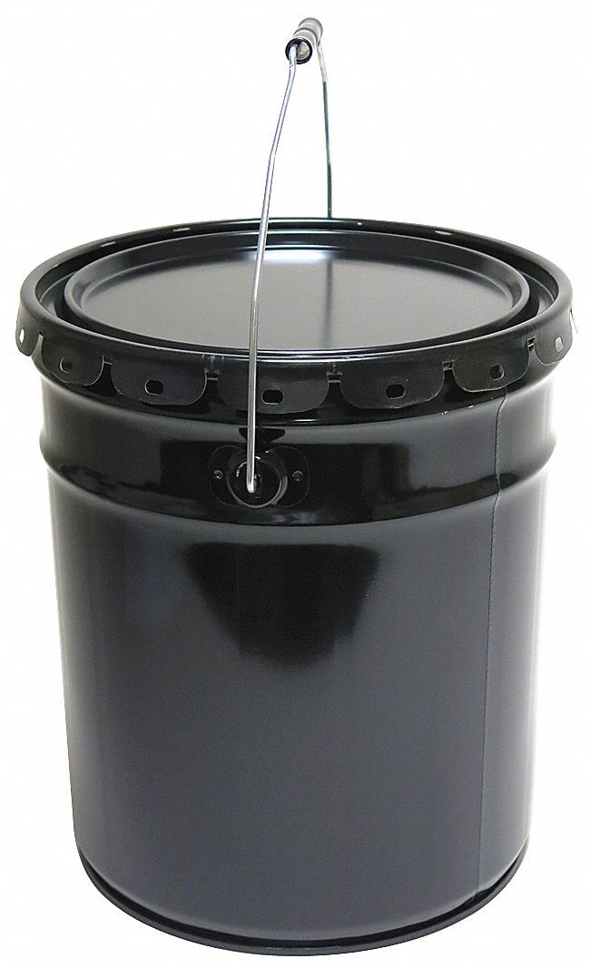 GRAINGER APPROVED 5.0 gal Steel Round Pail, Black 21YL15OH526/C24E