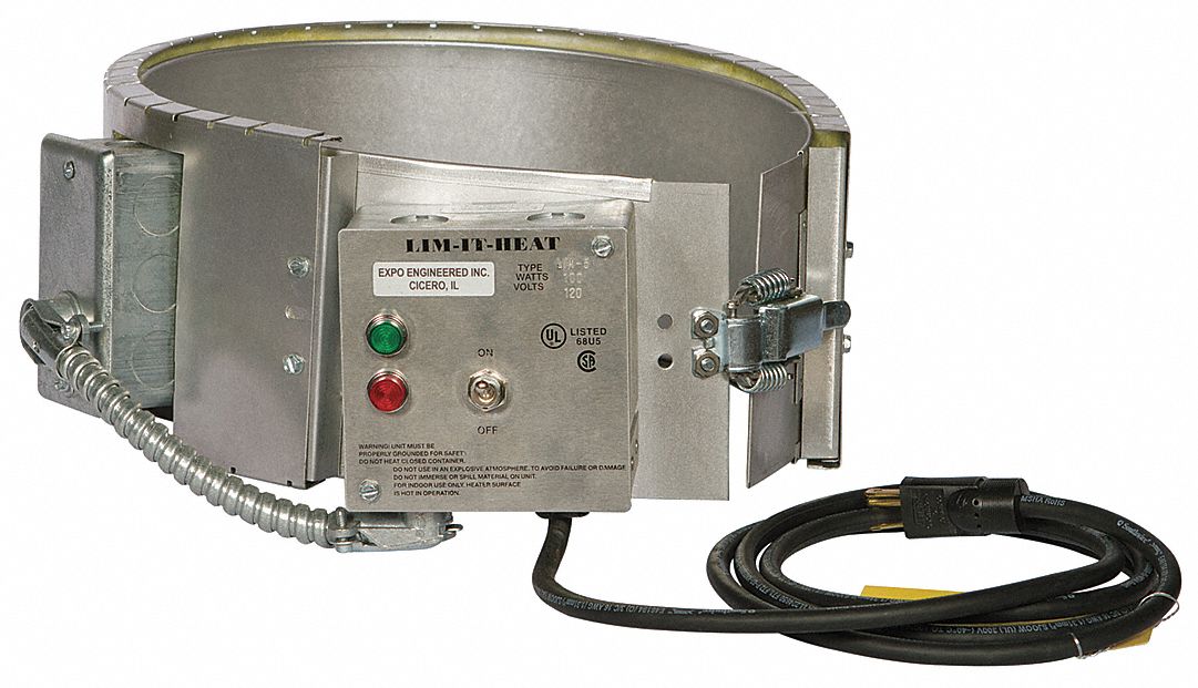 GRAINGER APPROVED Pail Heater, Electric, 100 W Watts, 5 gal, 120 V