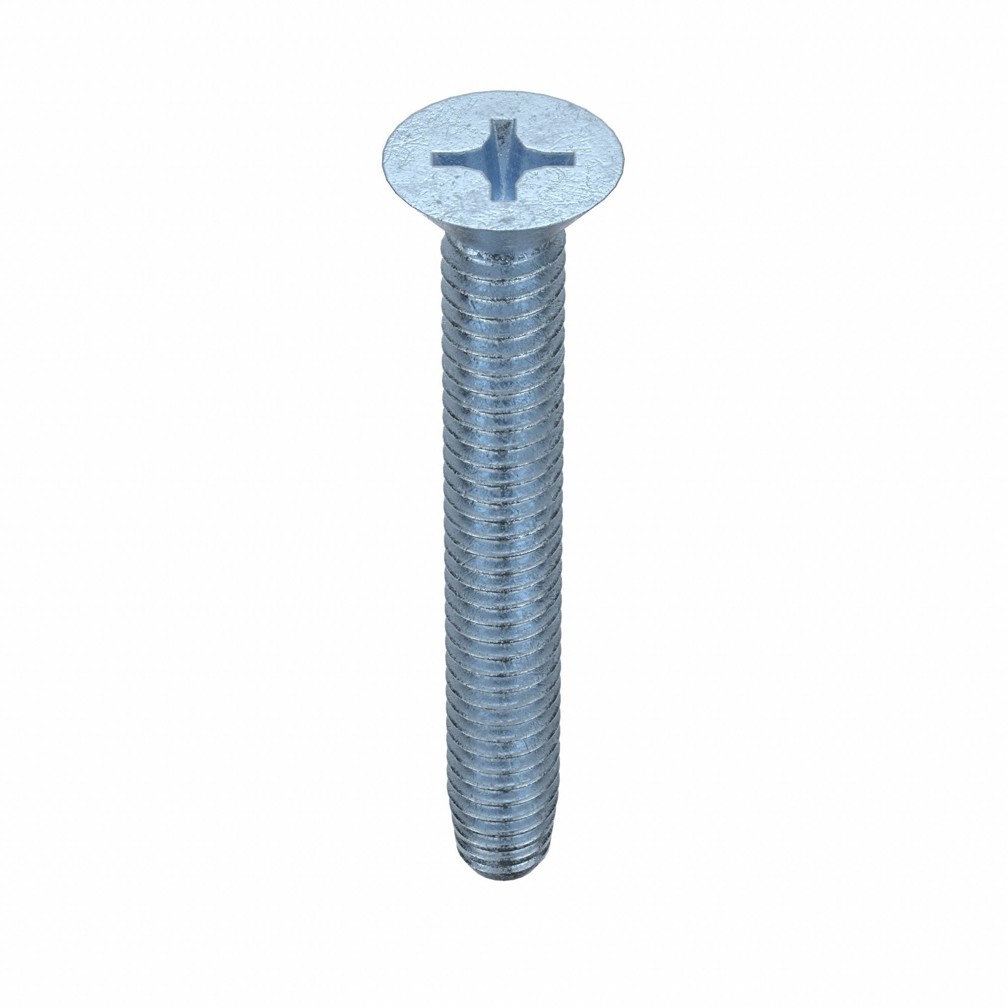 Thread-Cutting Screw: 8/32 in Size, 1 1/4 in Lg, Flat, Phillips, Steel, Zinc-Plated, 100 PK