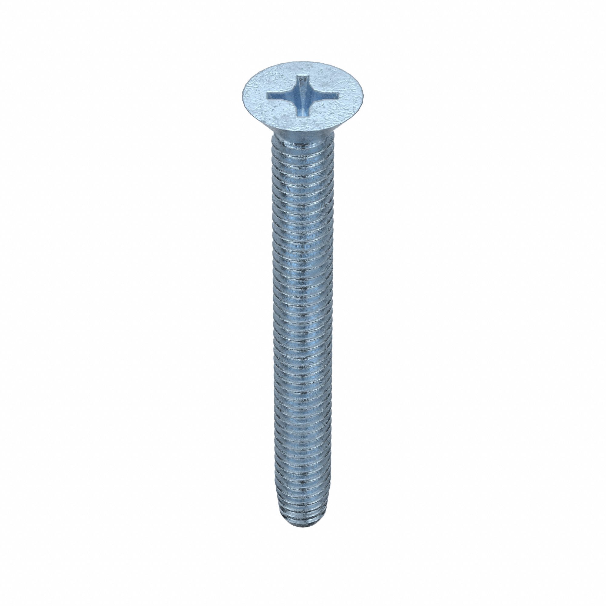 Thread-Cutting Screw: 8/32 in Size, 1 1/2 in Lg, Flat, Phillips, Steel, Zinc-Plated, 100 PK
