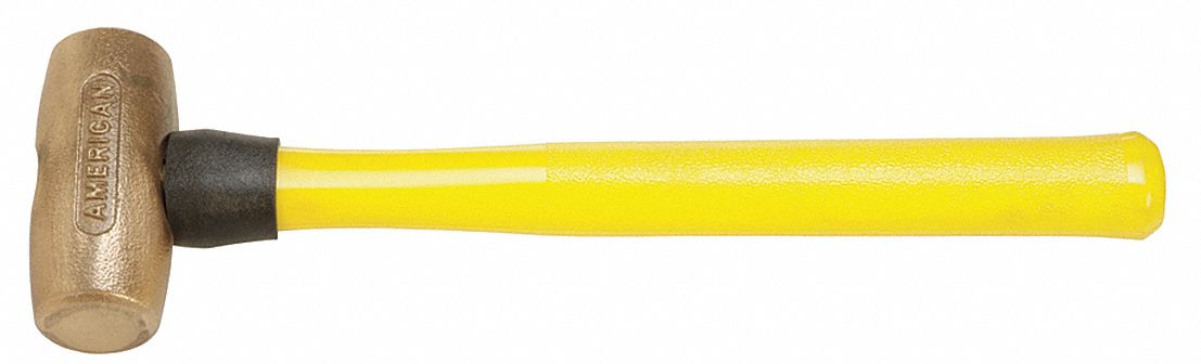 BRONZE MALLET, FIBREGLASS HANDLE, TEXTURED GRIP, 3 LB HEAD WT, 1½ IN DIA, 3¾ IN HEAD L