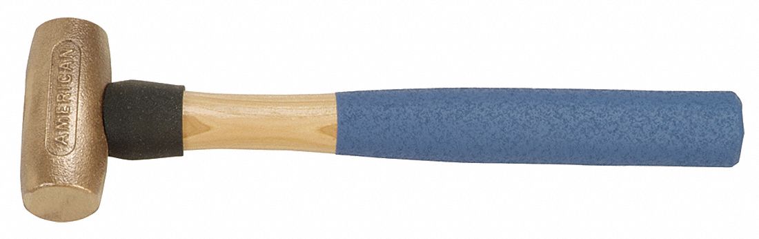 BRONZE MALLET, WOOD HANDLE, TEXTURED GRIP, 2 LB HEAD WT, 1 1/4 IN DIA, 3 1/2 IN HEAD L