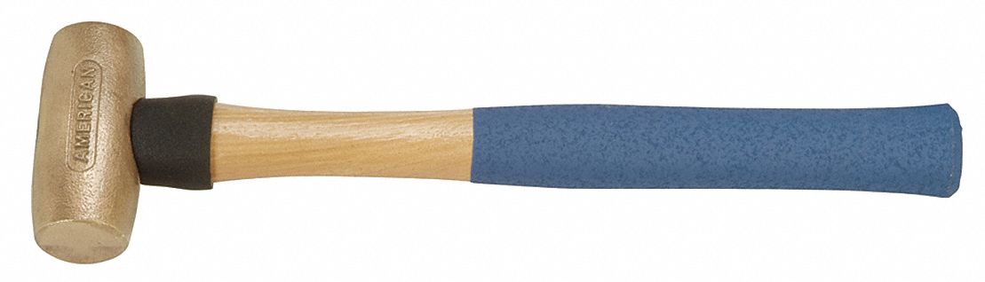 BRONZE MALLET, WOOD HANDLE, TEXTURED GRIP, 3 LB HEAD WT, 1 1/2 IN DIA, 3 3/4 IN HEAD L