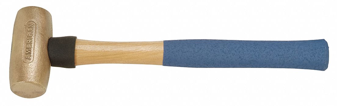BRONZE MALLET, WOOD HANDLE, TEXTURED GRIP, 4 LB HEAD WT, 1 1/2 IN DIA, 4 IN HEAD L