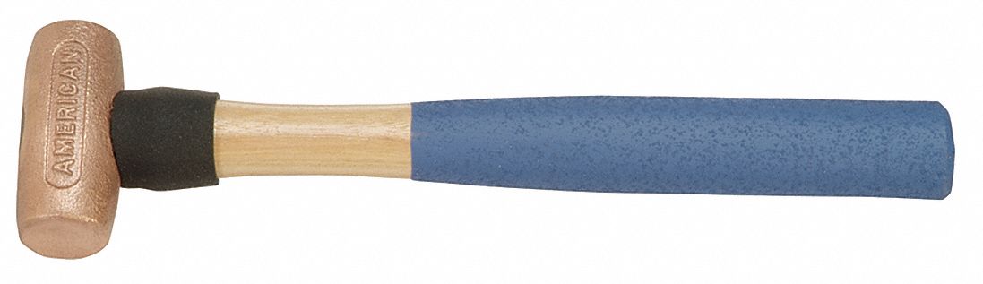 BRONZE MALLET, WOOD HANDLE, TEXTURED GRIP, 1½ LB HEAD WT, 1¼ IN DIA, 3¼ IN HEAD L
