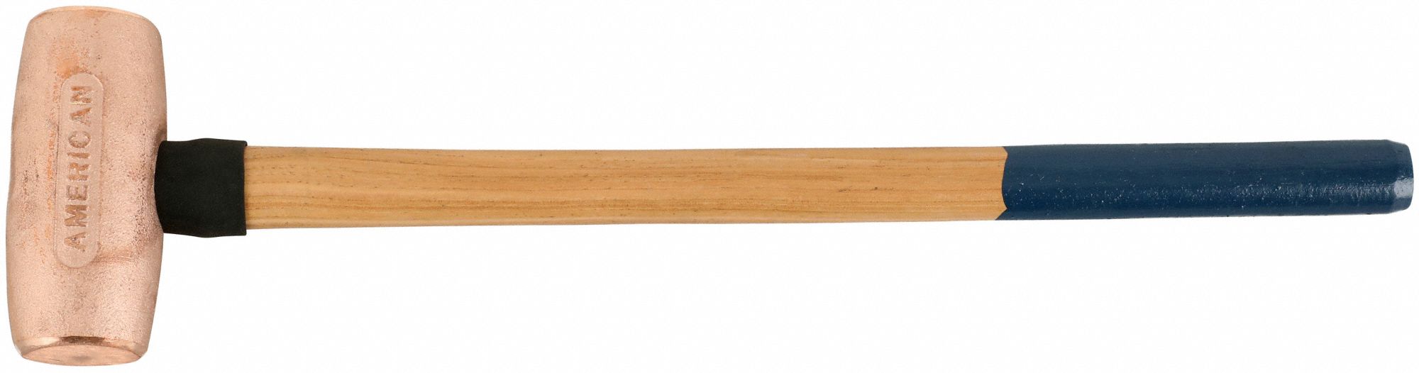 SOFT-FACE SLEDGE HAMMER, COPPER, WOOD HANDLE, 10 LB HEAD WT, 4 IN DIA, 26 IN OVERALL L, ROUND SHAPE