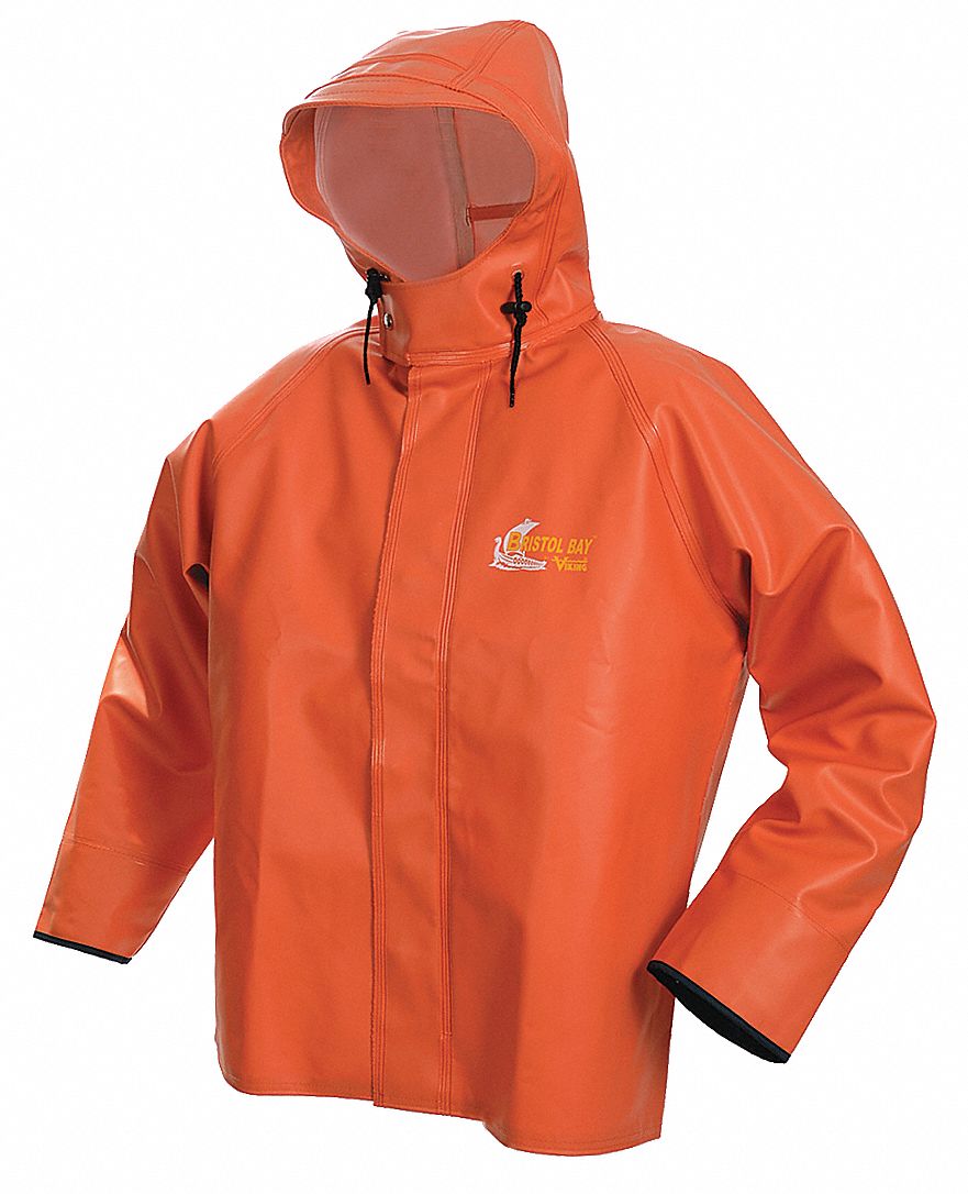 VIKING, 3XL, Orange, Rain Jacket with Hood - 21Z046|8125J-XXXL - Grainger