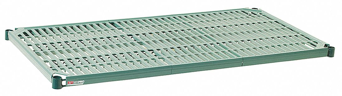 Wire Shelf: 72 in x 24 in, 4 Shelves, Split Sleeve, 600 lb Load Capacity, Dry/Wet, Green