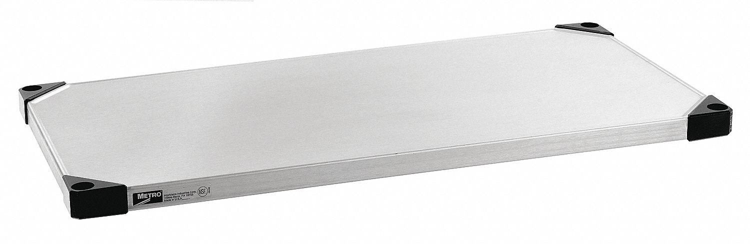 Solid Shelf: Solid Shelf, 24 in x 14 in, Dry/Harsh/Wet, 4 Shelves, Split Sleeve, Silver