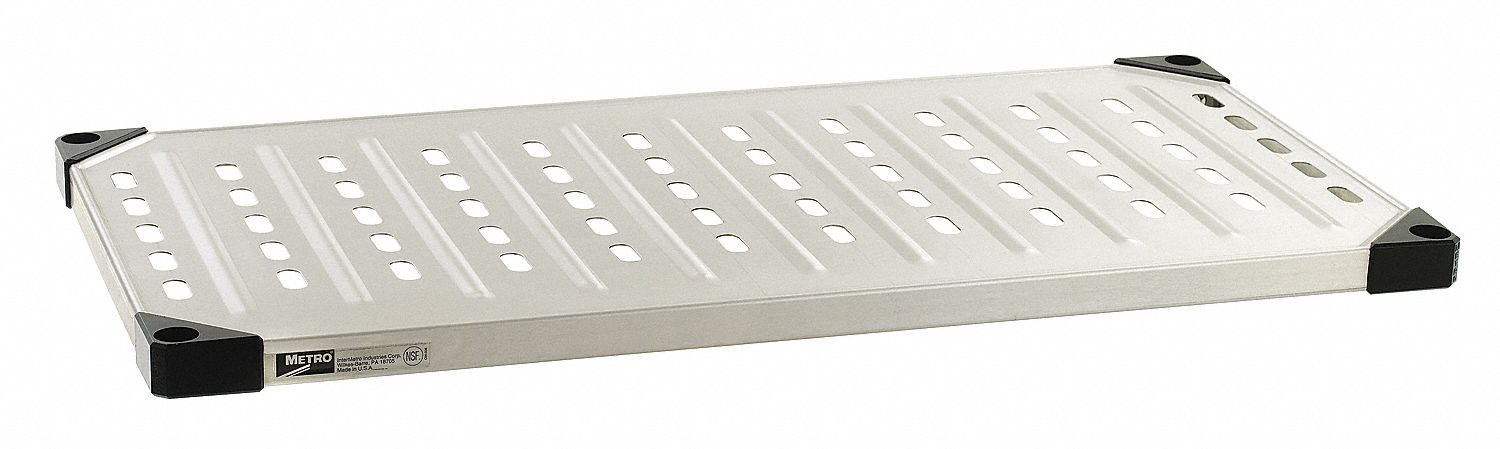 Louvered Shelf: Ventilated Shelf, 30 in x 18 in, Dry/Harsh/Wet, 4 Shelves, Split Sleeve