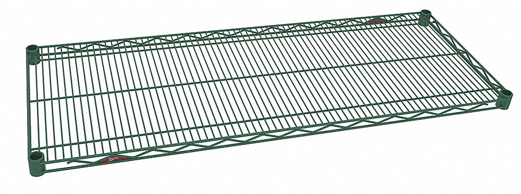 WIRE SHELF, 60 IN X 24 IN, 1 SHELF, SPLIT SLEEVE, 600 LB LOAD CAPACITY, DRY/WET, GREEN