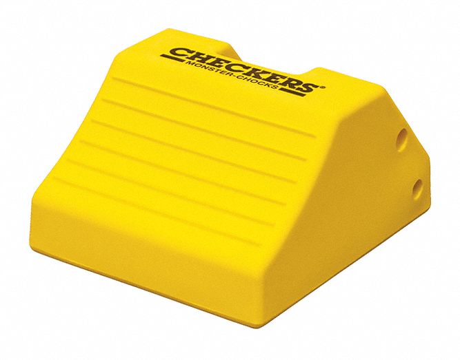 WHEEL CHOCK, CRANES/LOADERS/SMALL VEHICLES, URETHANE, 18 IN OVERALL L, 15 IN OVERALL W, 1 CHOCK