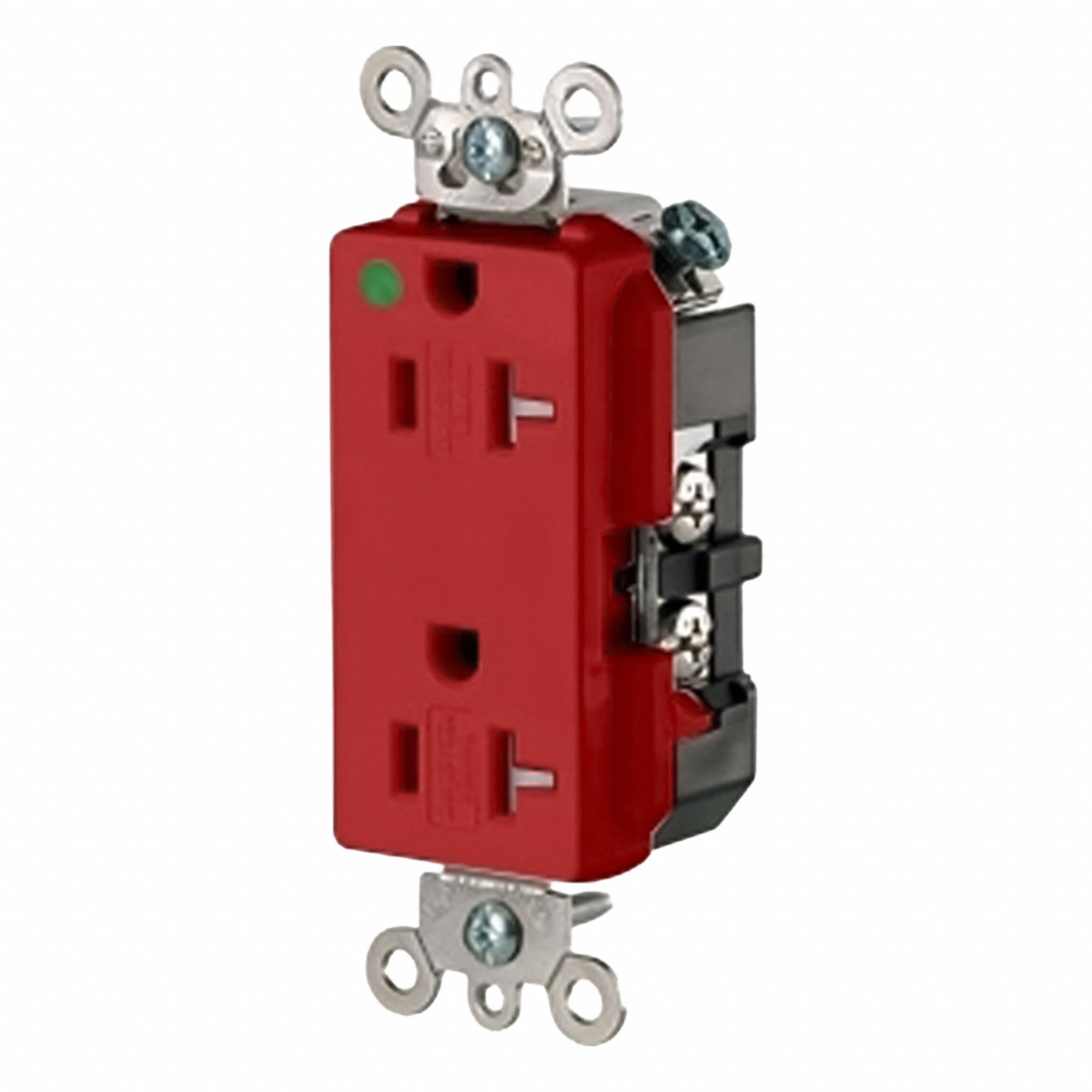Duplex Receptacle Outlet: Duplex, 5-20R, 20 A, 125V AC, Red, 2 Pole / 3 Wire Poles & Wires