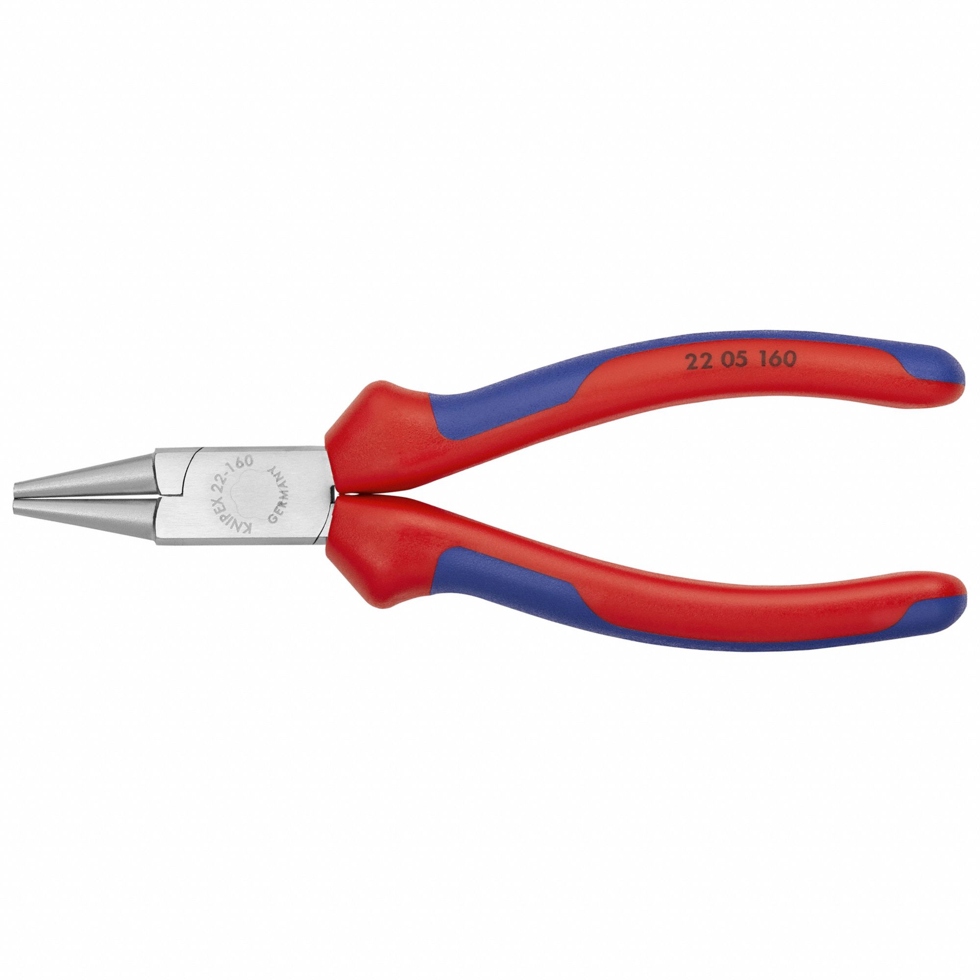 Round Nose Plier: 1 3/16 in Max Jaw Opening, 6 1/4 in Overall Lg, 1 1/4 in Jaw Lg, 3/32 in Tip Wd