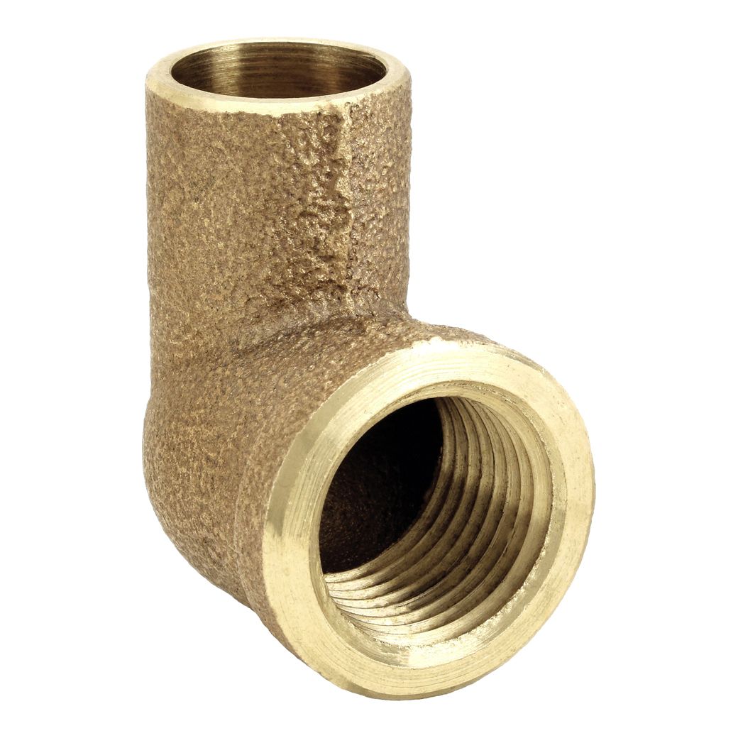 Sweat Fitting Elbow: 1/2 in CTS x 1/2 in Pipe, Cup x FNPT, Bronze