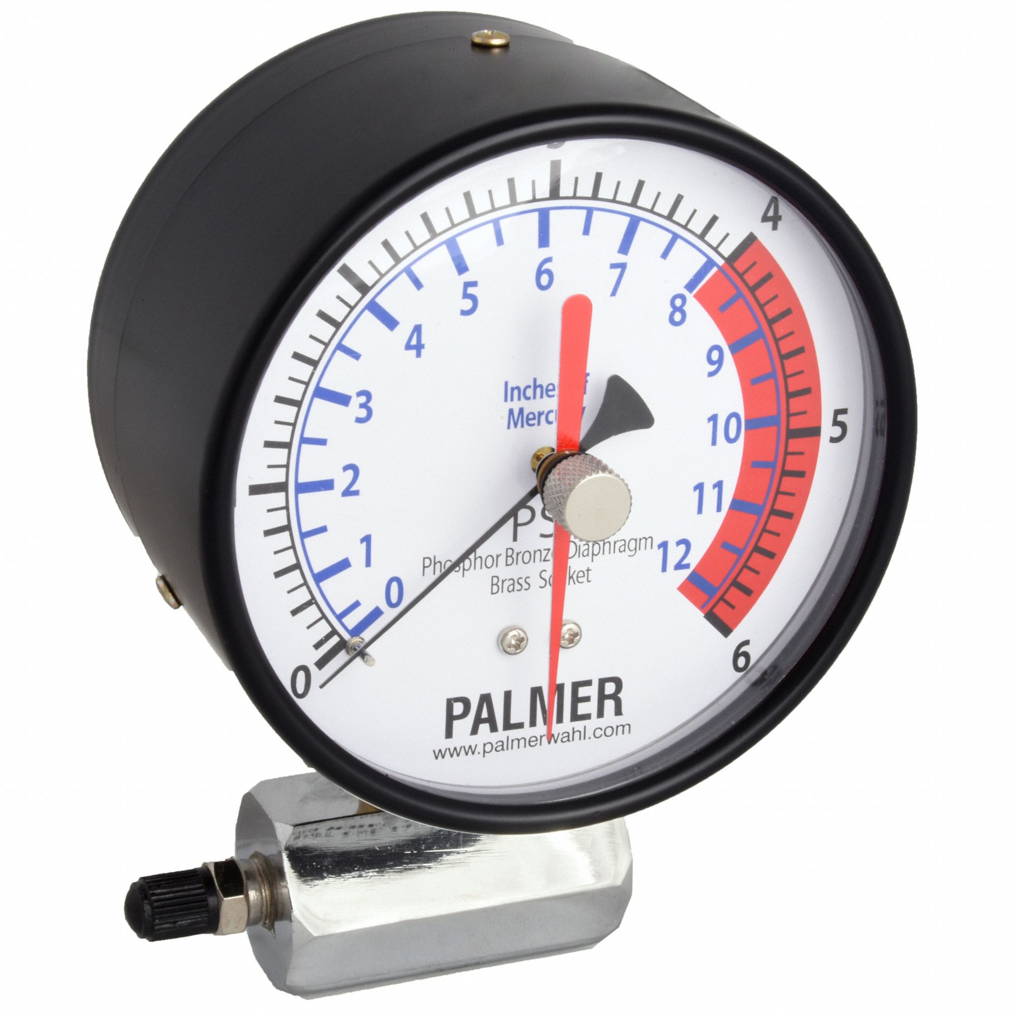 0-10 PSI Diaphragm Gas Pressure Test Gauge 2-1/2" Dial X 1/4" Bottom Mount 