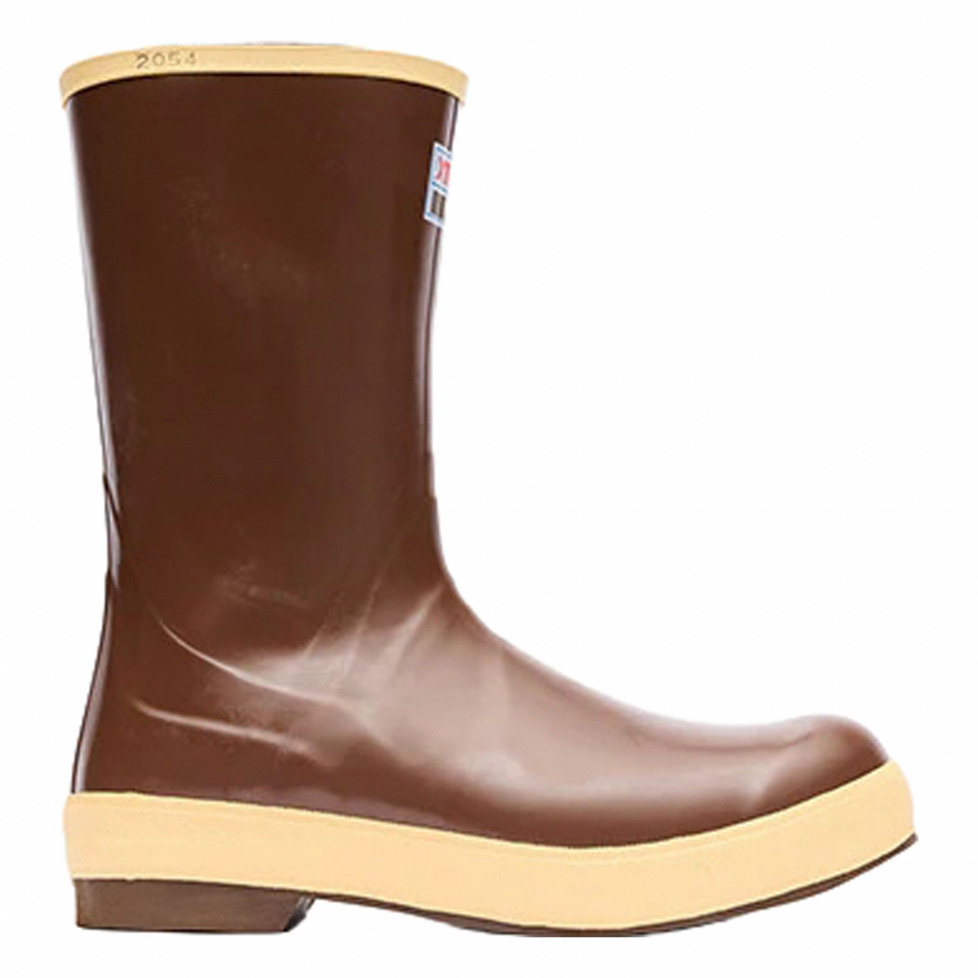 Rubber Boot: 10 Size, Mid-Calf Footwear, Brown, EVA, Neoprene