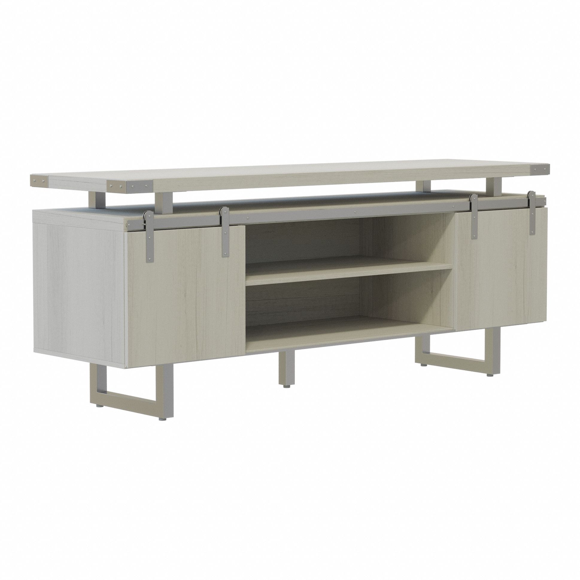 Storage Cabinet: White Ash, 72 in Overall Wd, 20 in Overall Dp