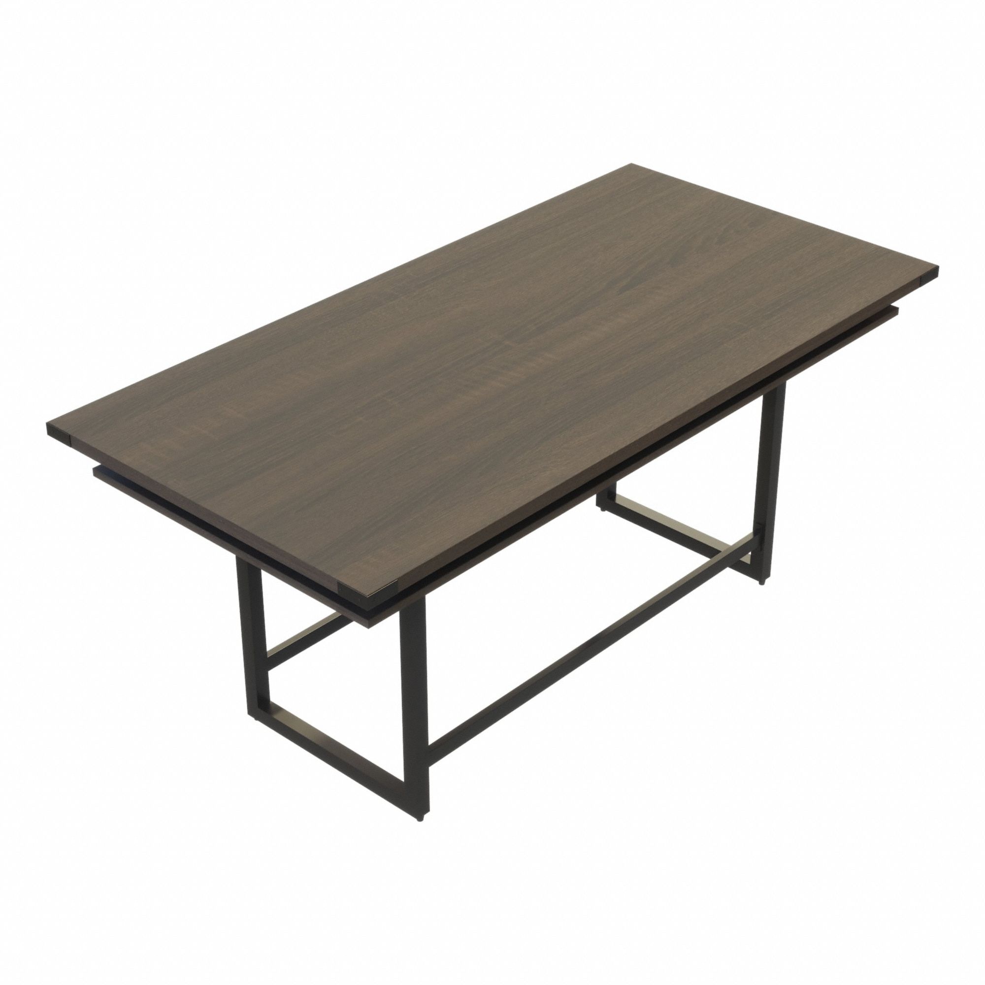 Conference Table: Rectangle, Fiberboard, Southern Tobacco, 47 1/4 in Overall Lg, Steel
