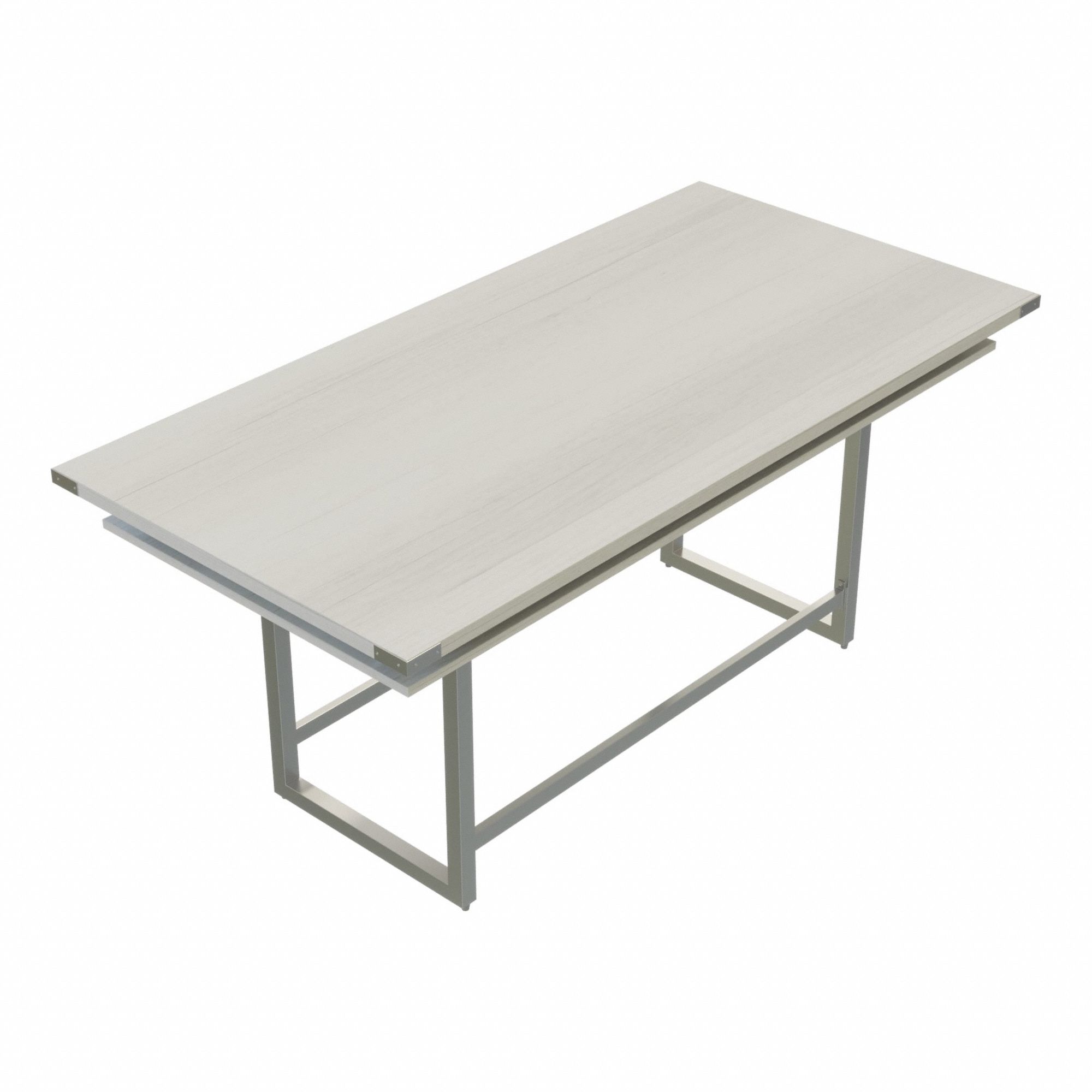 Conference Table: Rectangle, Fiberboard, White Ash, 47 1/4 in Overall Lg, 96 in Overall Wd