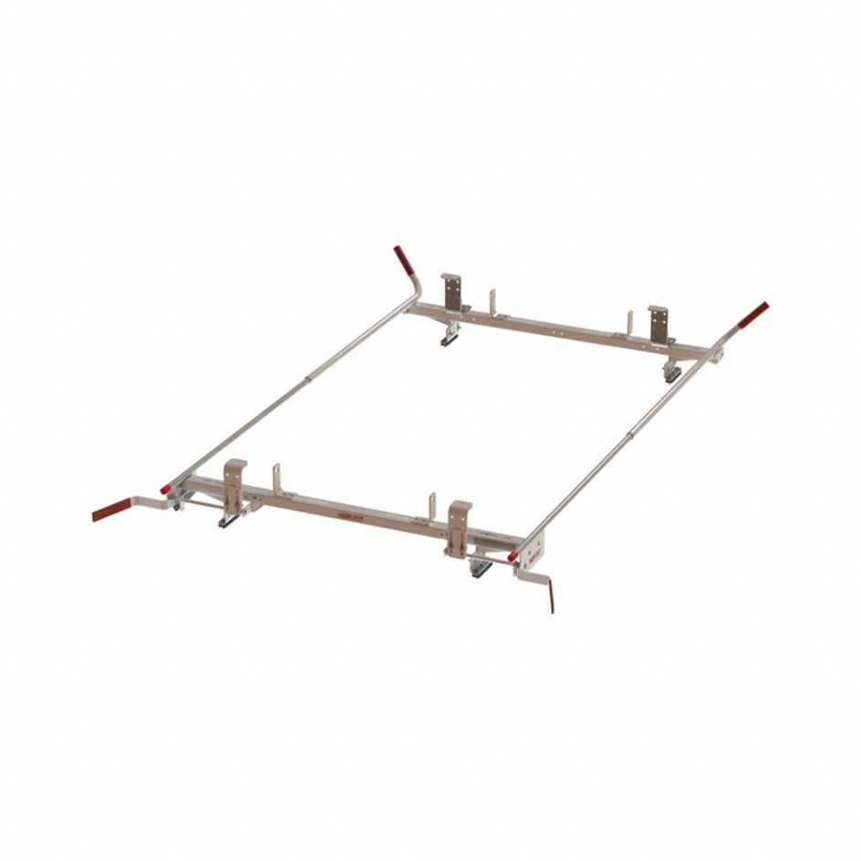 Van Roof Rack: Aluminum, 16 in Overall Ht, 99 in Overall Lg, 76 1/2 in Overall Wd