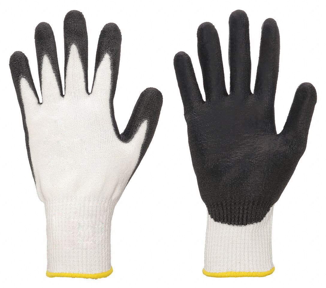 JJ Keller 64903 - SAFEGEAR Gloves, Polyurethane Dipped, Cut Level A3, Lime Green/Black, Large
