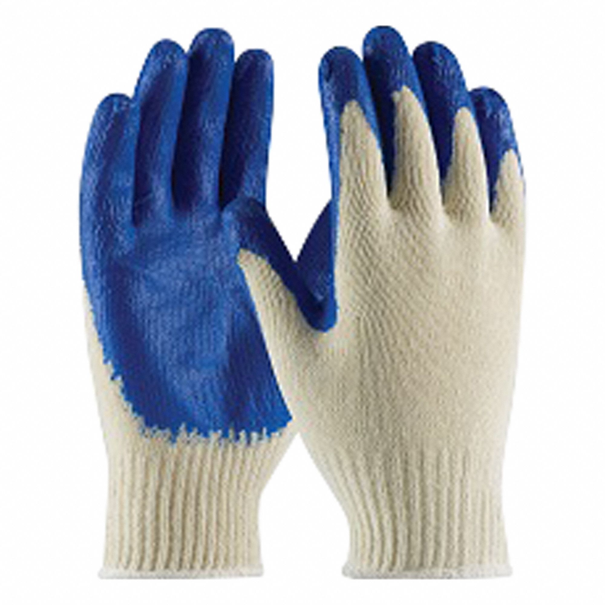 Coated Gloves: L ( 9 ), Smooth, Latex, Palm, Dipped, ANSI Abrasion Level 1, Full Finger, 12 PK