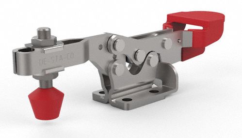 Hold-Down Clamp: Locking Horizontal  Handle, Flange Base Mounting, 2.69 in Arm Lg, Locking