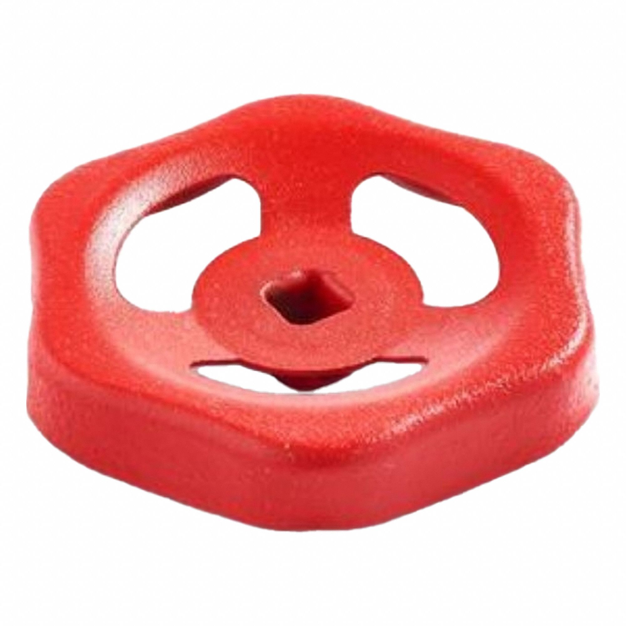Valve Handwheel: 6 Point, 100 mm Handle Dia, 10 mm Square Spindle, Red, Steel