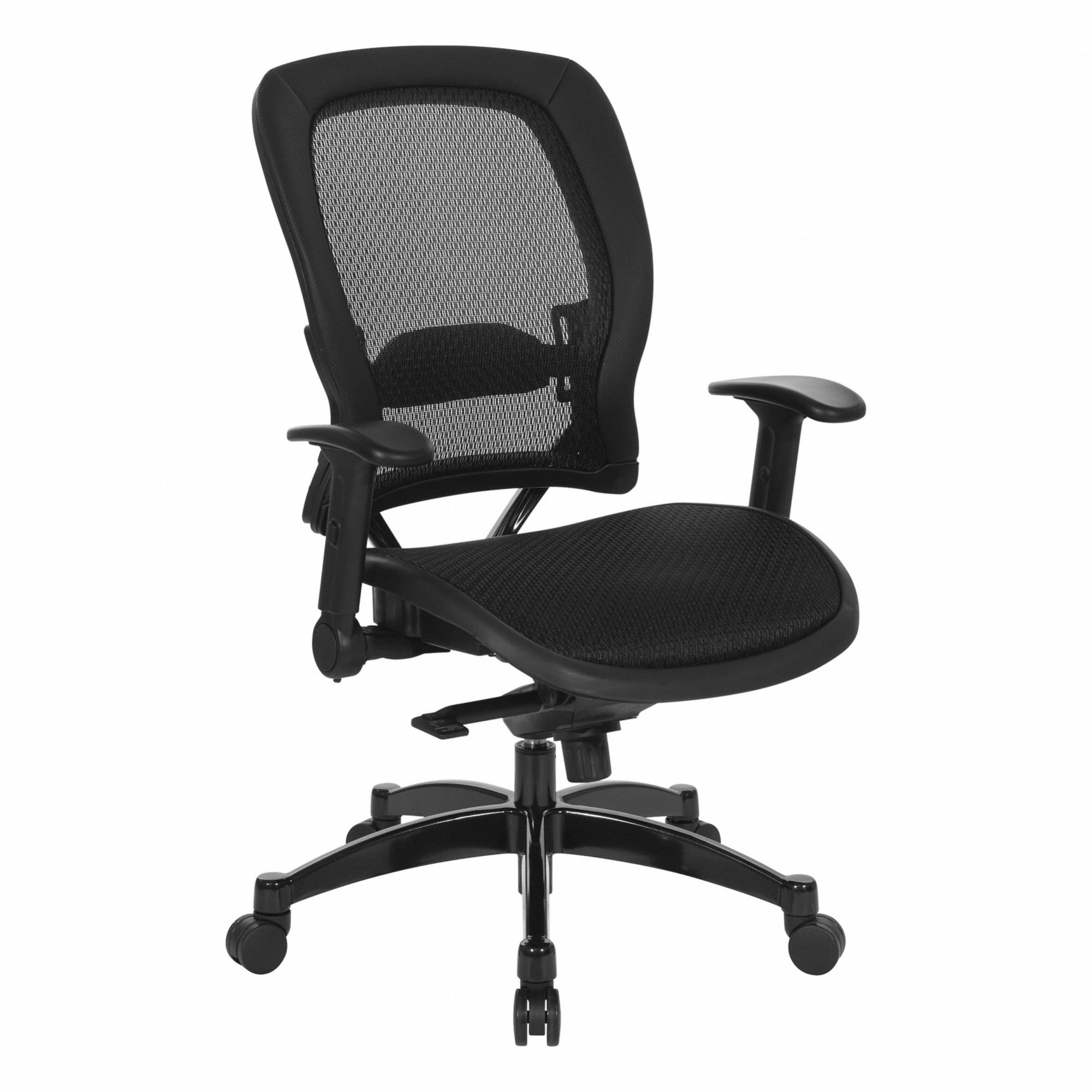 Office Chair: 27, Ht, Black, Mesh Material, 23 in Back Ht, 21 1/2 in Seat Wd