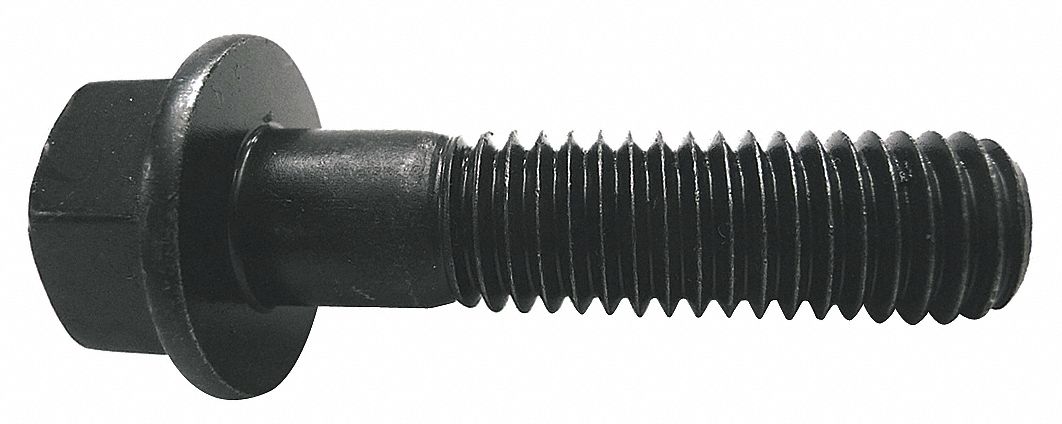 Flange Bolts: Std, Steel, Grade 8, Black Oxide, 2 1/2 in lg, Partially Threaded, Inch, 25 PK