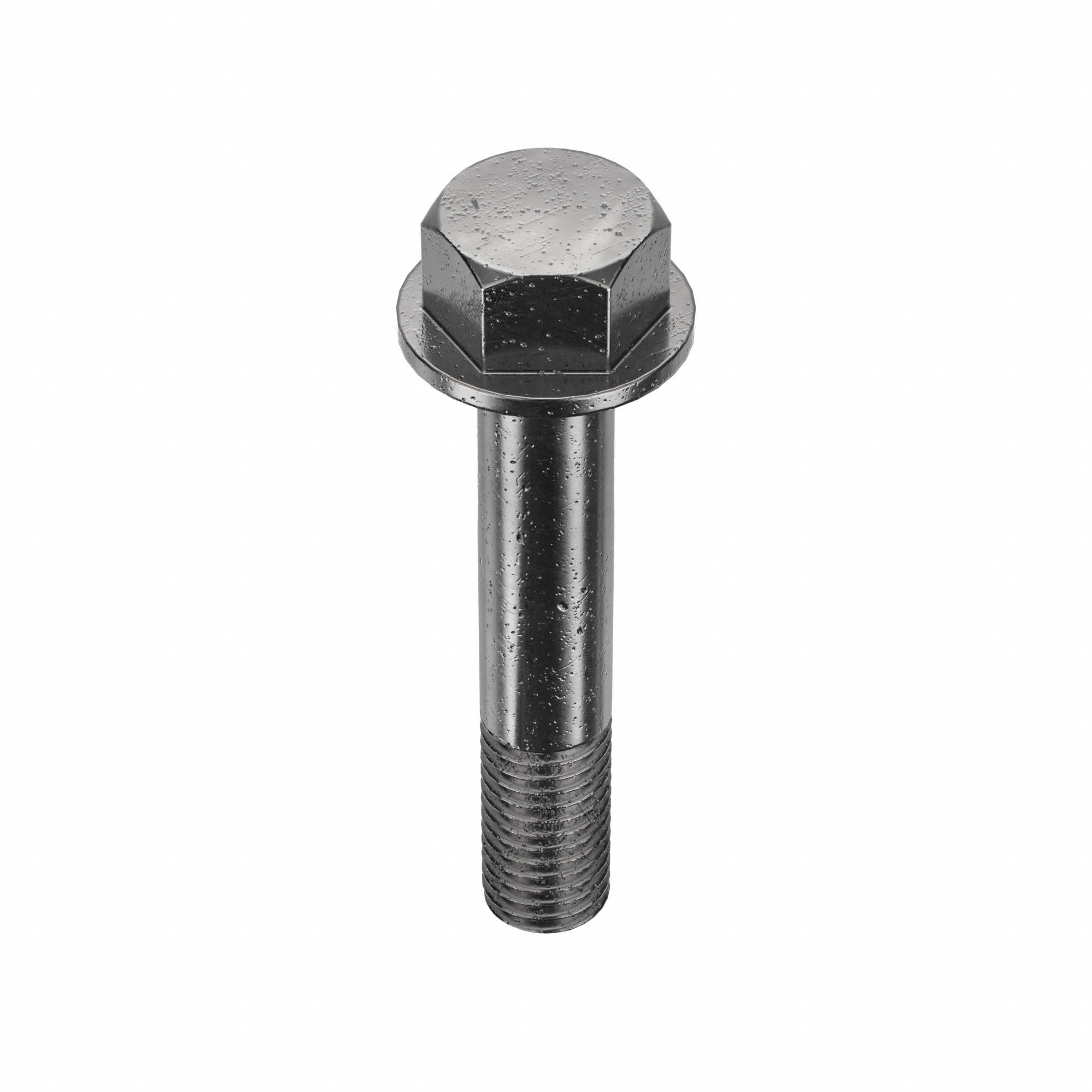 Flange Bolts: Std, Steel, Grade 8, Black Oxide, 2 3/4 in lg, Partially Threaded, Inch, 15 PK