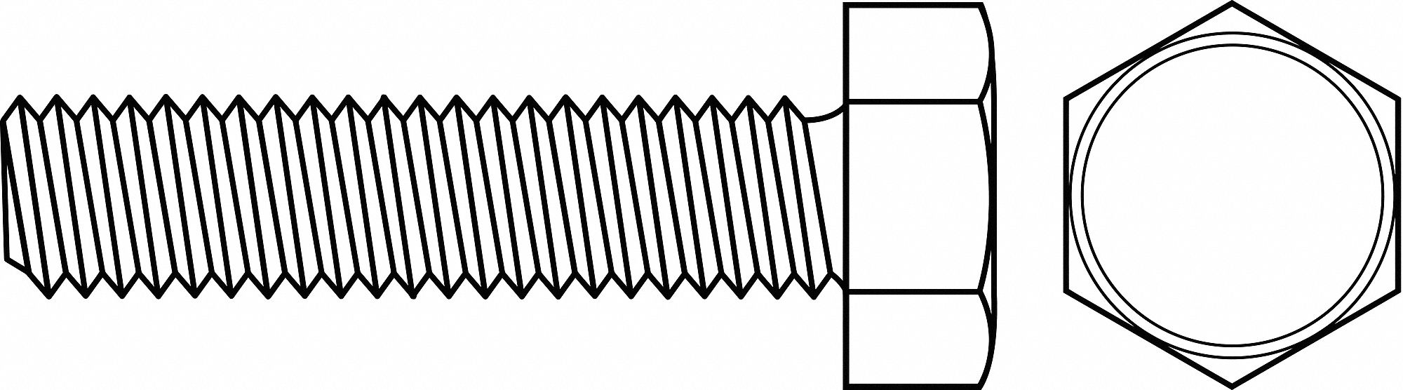 HEX MACHINE SCREW, #10-32 THREAD, 2 IN L, STEEL, ZINC PLATED, HEX, EXTERNAL HEX, INCH, 100 PK
