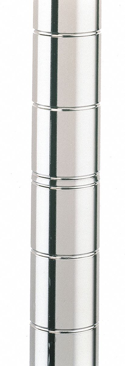 INDUSTRIAL WIRE SHELVING POST, 63 X 1 IN, STAINLESS STEEL, SPLIT SLEEVE, SILVER, 4 PK